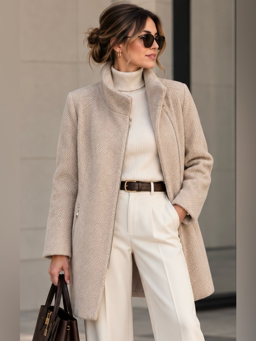 LOFT Beige Textured Coat